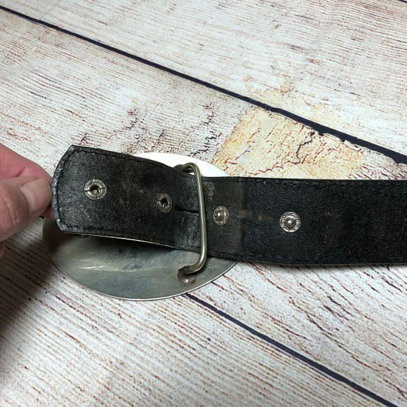 Tony Lama Belt with Navajo Silver Buckle Sz 32 - Picture 6 of 8